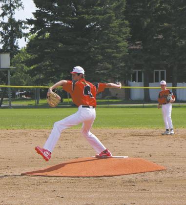Braden Berg throws a pitch during the Babe Ruth game against Minto on June 4. Photo by Rebecca Davis.. Photo by Rebecca Davis