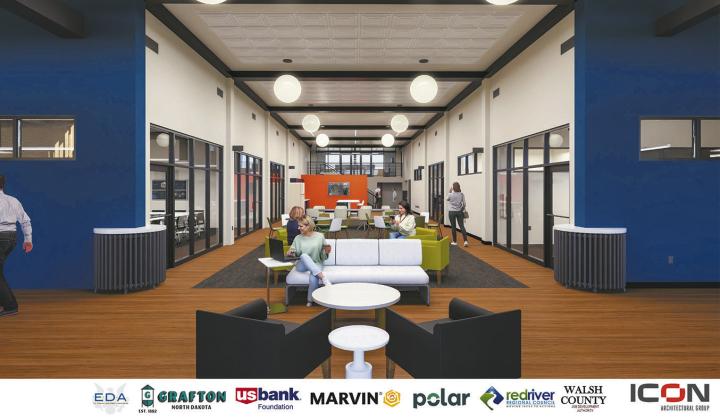 A rendering of the inside of the building which will be a hub for small businesses in the area once completed in early 2027.