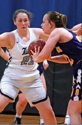 Madison Hermanson guards her player during the game in Crystal against Rolla on Saturday afternoon. VNV Photo by Lesa Van Camp