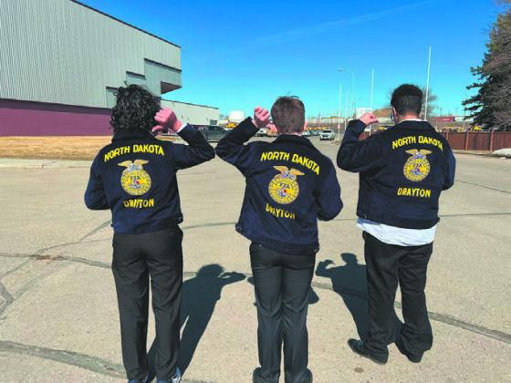 FFA members sporting their jackets while in Minot to compete in the state competition during Ag Week! Submitted photo.