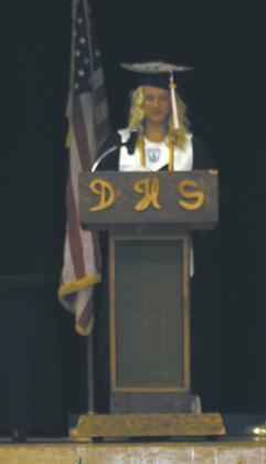 Valedictorian Alyssa Hoyles gave an inspirational speech about strength and perseverance. Photo by Andrea Johnston