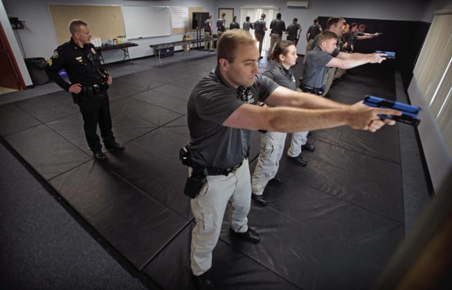 Fargo Sgt. Mike Saden conducts a training exercise in May 2020 with police academy trainees at the Fargo Regional Law Enforcement Training Center. David Samson / The Forum