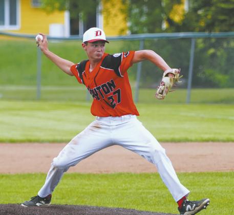 Chey Sehrt throws a pitch from the mound. Photo by Larry Stokke