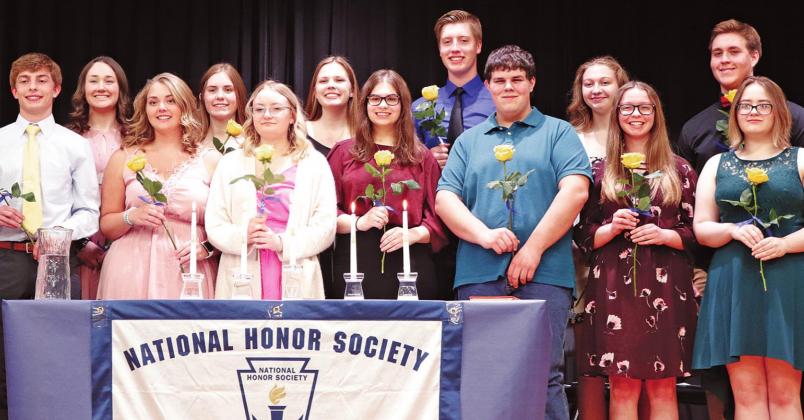 Members of the National Honor Society are pictured above left to right: Front Row: Samual Johnson, Aliyah Bartels, MacKenzie Guss, Victoria Stevens, Bradin Dalzell, Kelsi Staskivige, and Jordie Praska. Back row: Madison Hermanson, Kiara Aasand, Kasey Stegman, Damian Pokrzywinski, Kayli Staskivige, Noah Hanson. VNV Photos by Lesa Van Camp
