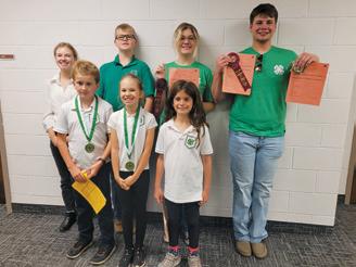 23 District Pembina County–Front Row l to r: Gary Olimb, Amelia Ratliff, Olivia Olimb Back Row: Chaz Halverson, Gracyn Hornung, Grady Hornung