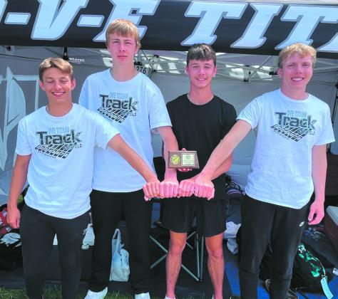The DPS 4X200 relay team took seventh: Carter Johnson, Jack Langerud, Brady Reilly, and Carter Oberg. Submitted photo