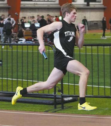Senior Samual Kittelson took third and helped set a new school record in the 4X300 relay along with Carter Johnson, Carter Oberg, and Brady Reilly Photo by Larry Stokke