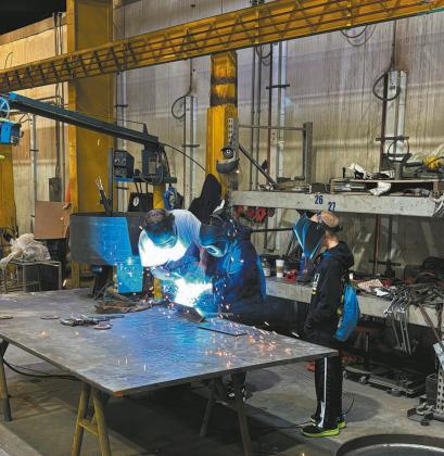 Students got to try their hand at welding at Kringstad Ironworks in Park River. Submitted photo