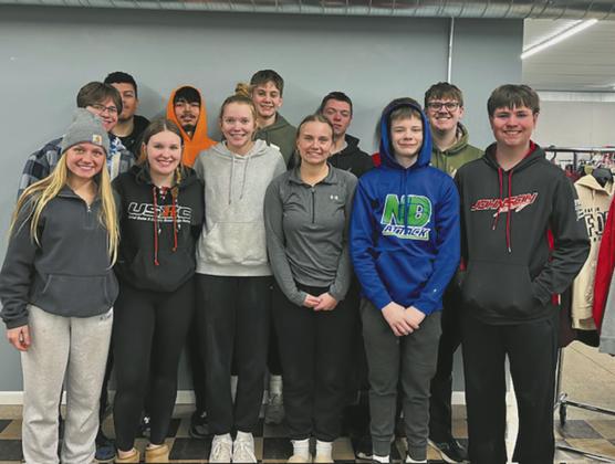 Back: JJ Knudson, Daniel De Souza, Juan Navarro, Quinn Passa, Chase Rauser, Jamie Laroque (hiding), Ian Peterson Front: Reese Fering, Rylee Maurstad, Easton Larson, Aleah Pokrzywinksi, Drew Passa, and Hunter Johnson. Submitted photo