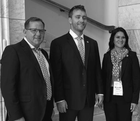 (left to right) Mark Jensen, chief executive officer, AgCountry Farm Credit Services; Brandon Strutzenberg, Starting Gate row crop producer; Brandy Balzer, Developing Markets Manager - Young &amp;amp; Beginning, AgCountry Farm Credit Services, participate in the national Farm Credit Fly-In in Washington, D.C.