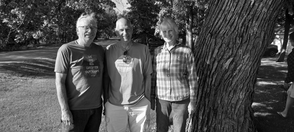 (L-R) Clint’s brother, Paul; Clint; and Cousin, Fern, while meeting in Detroit Lakes at the August reunion.