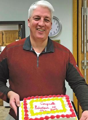 Pastor Jon enjoyed a cake along with the well wishes of members attending the Wednesday night Bible Study at Tisdale Manor. Photo submitted