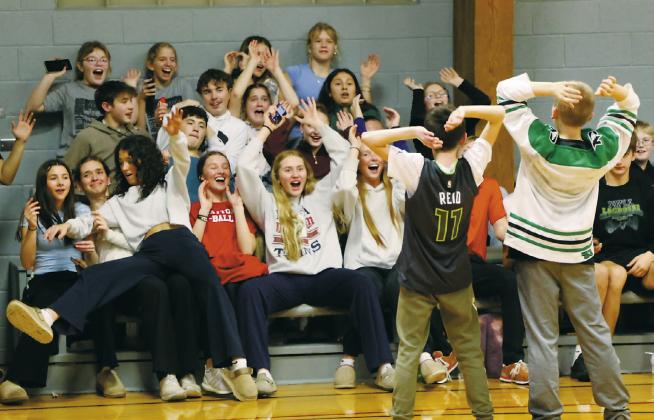DVE's student section 'rode the roller-coaster' during a time-out at Thursday's game. Photo by Jamie Rarick
