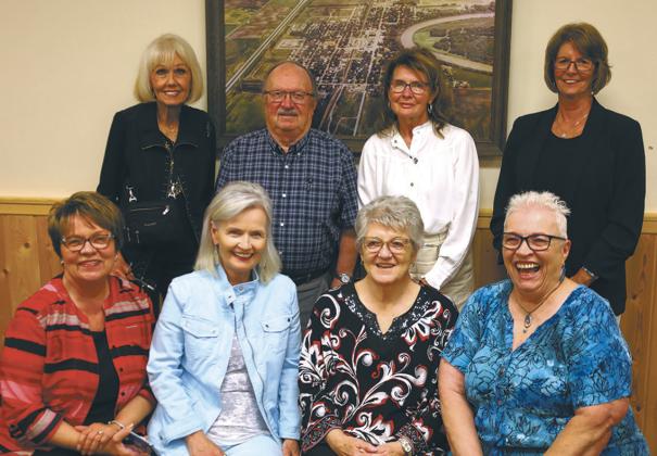 60-year grads attending Drayton Alumni Association’s annual banquet Friday, July 18 at Hastings Landing Dining. Front (L-R): Pam Brown Scharmer, Cheryl Christenson Gjevre, Mary Lou Kirkeby Fielen, Shirley Christenson Teske. Back (L-R): Linda Mitz Webb, Andrew Duncklee, Wilene Kliniske Schuster, Carol Halcrow Elliott. Submitted photo