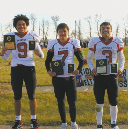 Drayton Bombers selected to the All-State Team: Mason Pollestad, Max Foss-Pokrzywinski, and Trenten Keena. Photo by Jamie Rarick