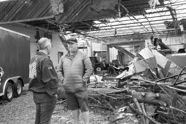 Armstrong met with several storm victims last week while surveying damage in the Enderlin, Page and Hunter areas. Submitted photos.