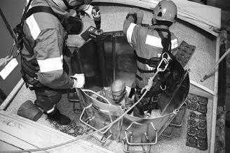 Training on the use of grain bin rescue equipment and techniques is necessary for fire departments to be able to respond effectively in an entrapment situation. (NDSU photo)