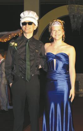Aleah Pokrzywinski and Quinn Passa (left) were crowned King and Queen of the 2025 Drayton “Grand Royal Hotel” prom. Alyssa Hoyles and Trypp Castilloo (right) were crowned prince and princess. Photos by Andrea Johnston