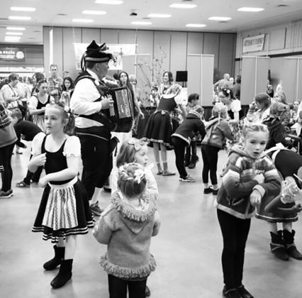 Dancers warm up for Norsk Høstfest demonstrations in 2024. (Photo courtesy of Visit Minot/ND Tourism)