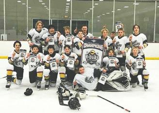 Members of the North Stars PeeWee A team that won the Bdubs shootout in Grand Forks Feb. 3-5 include front, laying, goalie: Ben Schatz. Row 2: (L to R) Brody Suda, Bennett Kennedy, TJ Bjorneby, Luke Heidt, Jorgen Olson, Jonathan Presteng. Standing: (L to R) Wyatt Schrank, Thomas Aasand, Cameron Fraser, Luke Beneda, Landon Corrick, Chey Sehrt, Garret Thompson, Gray Lindell, Noah Suda. Not pictured, Coaches: Matt Olson, David Olson, Jered Monsebroten.
