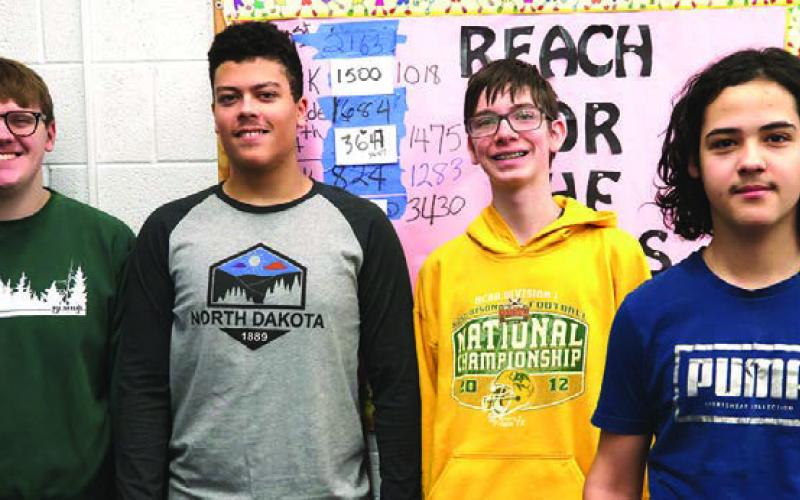 From left to right: Percussion Ensemble - Ian Peterson, Daniel De Souza, Jonah Rarick, and Lucas De Souza. Photo by Lyle Van Camp.