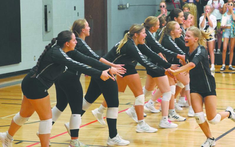 The Titans get fired up during introductions before their match against the Spoilers in Drayton last week. Photo by Lyle Van Camp