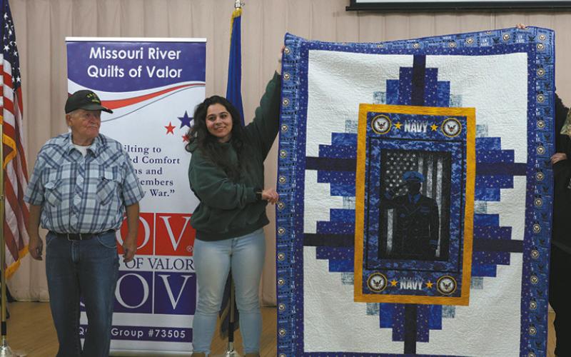 DuFrame was also presented with this Quilt of Valor. A handmade quilt awarded to a service member or veteran who has been “touched by war.”