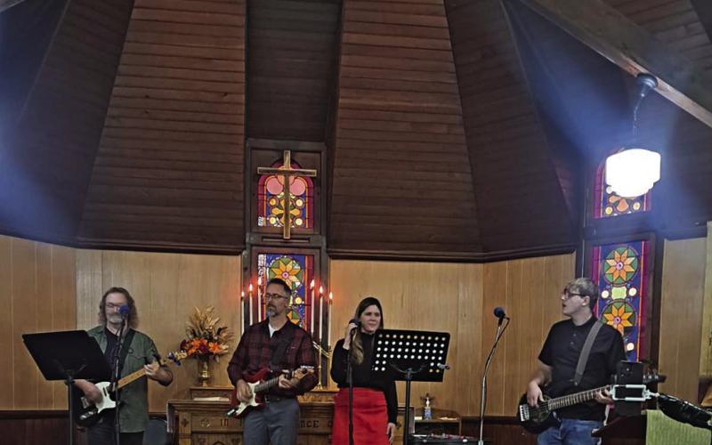 The band’s second stop for the weekend followed on Sunday, where they displayed their talents during the church’s Harvest Festival. Photo by Christine Jensen.