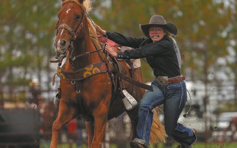 Sophia Wilson, competing in goat tying at the Wojo Rodeo in Middle River. Submitted photo