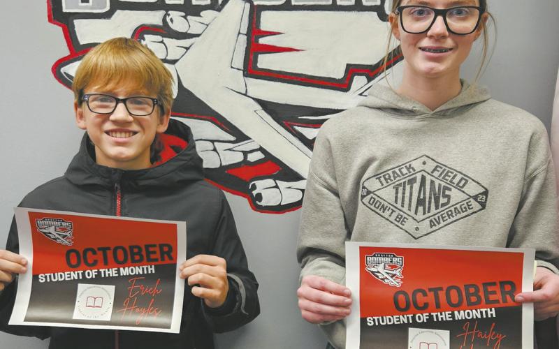 Students of the month, Erich Hoyles and Hailey Uggerud. Photo by Jamie Rarick.