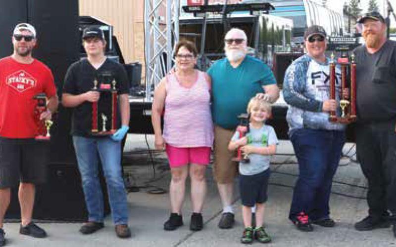 Ribfest winners (L-R) People’s Choice - Ron Staskivige of Grand Rapids, 2nd place Jaxon Wilson of Drayton, 3rd Place - Bert Jackson of Grafton, and 1st Place - Amber and Nathanial Brown of Drayton. Photo by Lyle Van Camp.