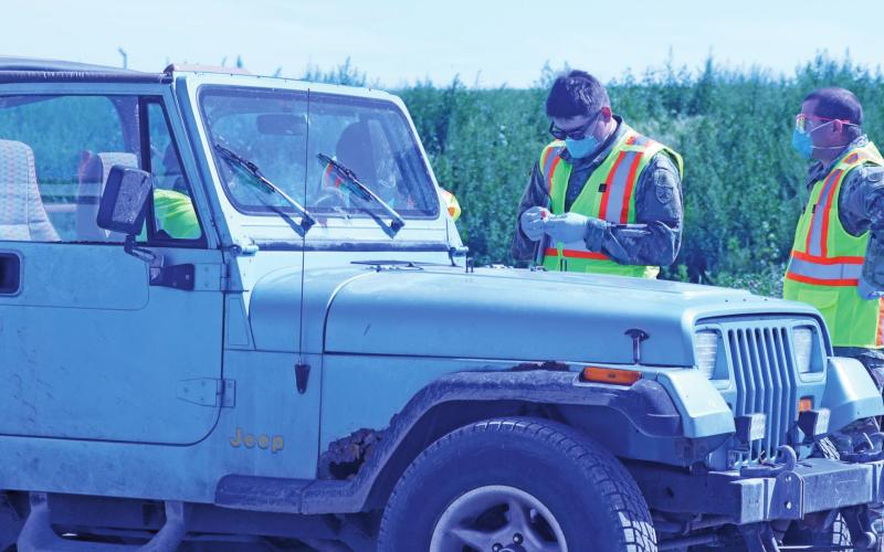 One of the many people to be tested at the COVID-19 drive up targeted testing held at American Crystal Sugar Company in Drayton last Thursday.