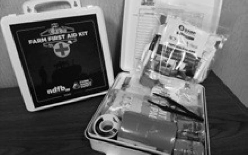 A farm first-aid kit provides tools for treating traumatic injuries until help arrives. (NDSU photo)