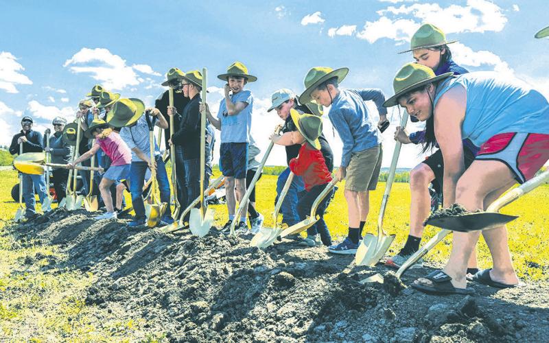 Local youth join the ND Parks &amp;amp; Recreation Department, Governor’s Office representatives and others to celebrate a historic milestone today at the official groundbreaking ceremony for Pembina Gorge State Park. Photo courtesy North Dakota Parks &amp;amp; Recreation Department.