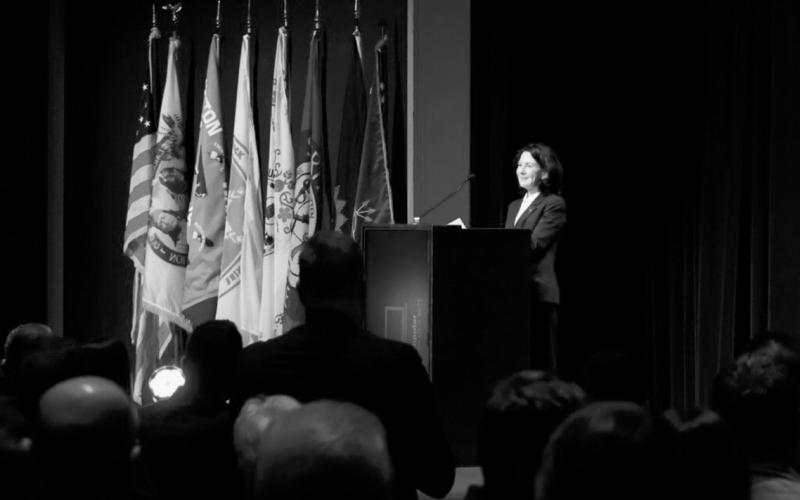 North Dakota Lt. Gov. Tammy Miller gives remarks Jan. 23, 2024, ahead of the State of the State Address. (Michael Achterling/North Dakota Monitor).