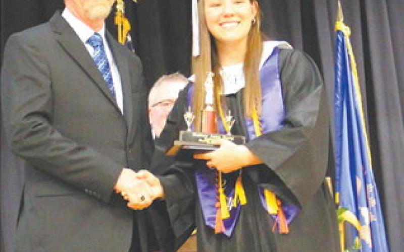 Salutatorian, Hailey Berg Diploma presented by Mark Hatloy. Photo by Andrea Johnston.