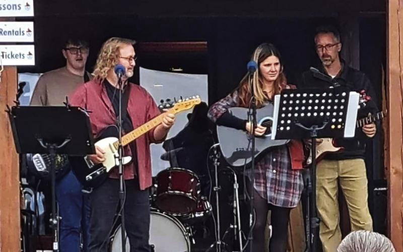 Homestead Band playing at the first of their weekend stops, Oktoberfest at Frost Fire on Saturday. Photo by Christine Jensen.