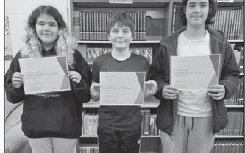The top three placements (L to R) Khloe, Levi, Lucas, will advance to the Regional Competition to represent Drayton. Submitted photo.