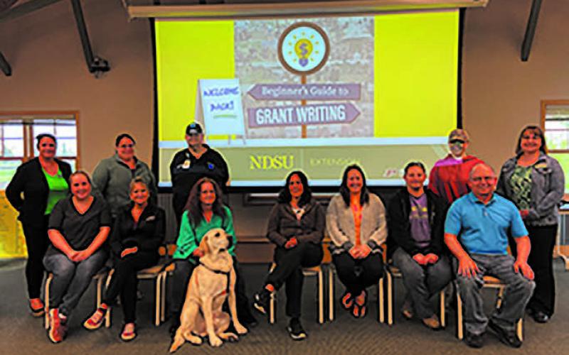 Front row, l to r: Angelle French, RoxAnne Hoffarth, Teresa Stoiber, Lillian Stegman, Macie Shane, Shelby Bjornstad, Jeff Hermanson Back row, l to r: Kari Helgoe (NDSU Extension), Emily Carpenter, Chris Sanders, Dori Heck, Katie Henry (NDSU Extension)