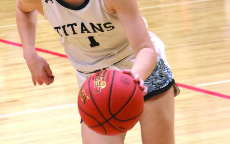 Alyssa Hoyles brings the ball up the court in action against Cavalier at Drayton.