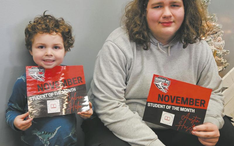 Calvin Helm and Austin Hoselton, November Students of the Month. Photo by Jamie Rarick