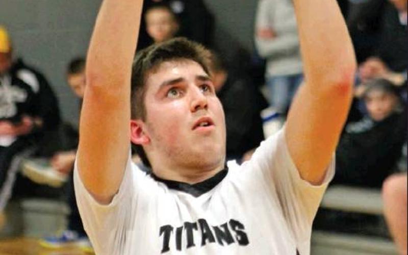 Tyson Backer attempts and makes a free throw in Monday nights game against GCC in Crystal. Photo submitted by Larry Larson, Valley-Edinburg High School