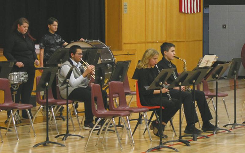 Seventh through 12th grade band students perform. Photo by Jamie Rarick.