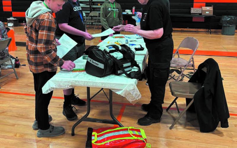 Paramedic Joanne Otto with the Cavalier Ambulance Service had rescue equipment on display. Submitted photo.