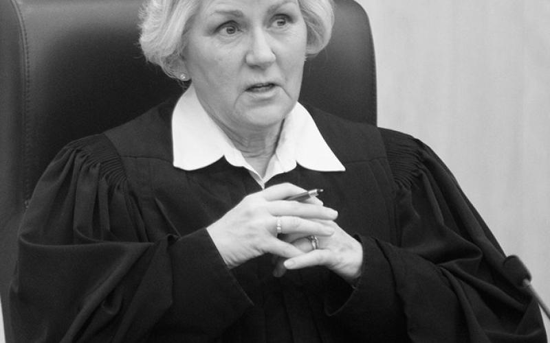 North Dakota Supreme Court Justice Lisa Fair McEvers asks questions during a Dec. 18, 2023, hearing in Bismarck. (Photo by Kyle Martin For the North Dakota Monitor)