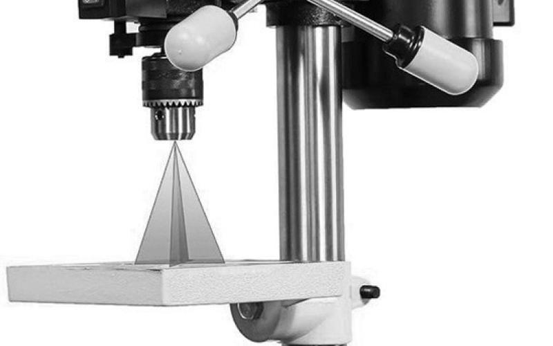 The work table and base of this Woodskil 8-inch bench dress press are all made of cast iron, ensuring steady and accurate drilling. Manufacturer photo
