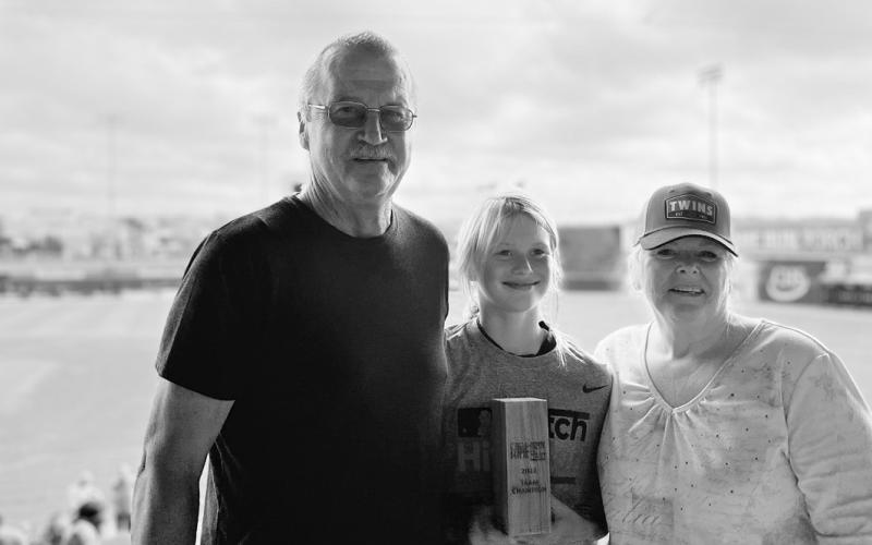 Jaycie pictured with Dale Morseth (Class of ’73) and Jill Evenson Morseth (Red River Class of ‘77).