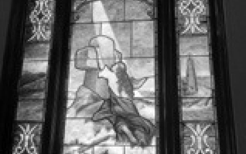 Stained glass window at the historic Drayton United Methodist Church. Photo by Duane H.H. Lyon