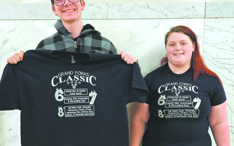 Jonah Rarick and Stephanie Kissee place in the Grand Forks Speech meet. Photo by Jamie Rarick