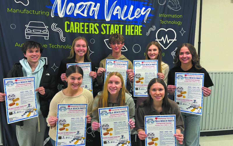 North Valley FBLA Front Row L-R: Anna Bjorneby, Laila Miller, Merideth Cole Back Row L-R: Gavin Hill, Paige Suda, Brody Boe, Tenley Lillemoen, Jaylesyn Anderson. Submitted photo.